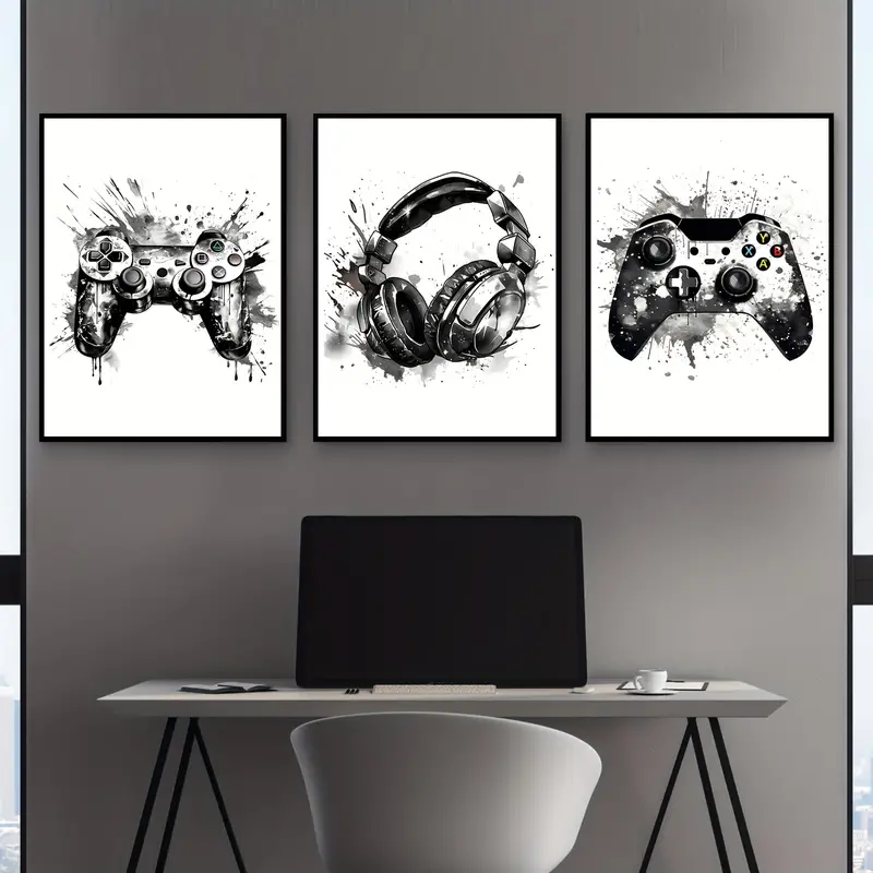 Gaming Accessories Wall - Juego de 3 Cuadros Decorativos sin